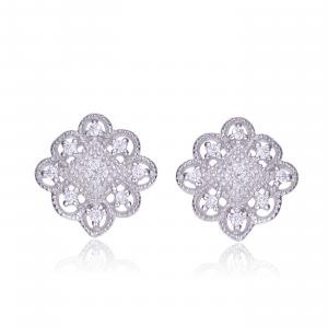 Серьги-гвоздики GENEVIVE из стерлингового серебра с кубическим цирконием в виде цветов Genevive, серебряный