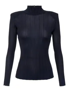 Топ с высоким воротом и логотипом Elisabetta Franchi, синий