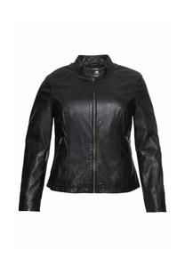 Кожаная куртка из ягненка наппа, с воротником стойкой sheego, черный