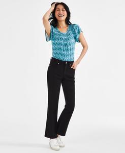 Женские джинсы средней посадки с расклешенными штанинами, стандартной, укороченной и удлиненной длины, размер 2P-28W Style & Co, Deep Black