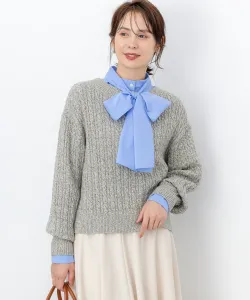 Вязаный свитер из смеси хлопка и кашемира с косами Suite L, цвет Light Gray 1[103]