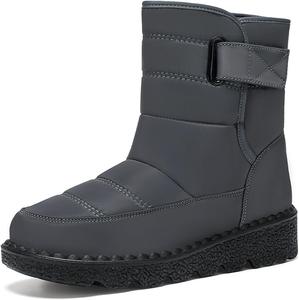 Женские зимние ботинки HYL с теплой меховой подкладкой, полусапожки до середины голени, уличные ботильоны, удобная обувь для женщин, Grey