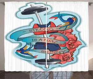 Штора для спальни ABAKUHAUS Fitness Rustic с цветочным узором штанги, присборенная, с петлями и крючками, 280 x 225 см, цвет: темно-коралловый, сине-серый Abakuhaus