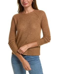 Осенний кашемир Свитер из смесового кашемира и шелка с необработанным краем Autumn Cashmere, коричневый