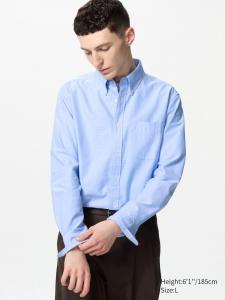 Рубашка Оксфорд узкий крой Uniqlo, цвет 64 синий