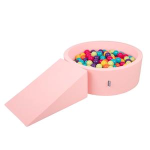 KiddyMoon Игровая площадка из пены ППЗП-ОК30Д-112 с шариками розовый: светло-зеленый-желтый-бирюзовый-оранжево-темно-розовый-фиолетовый для бассейна 100/клин Л