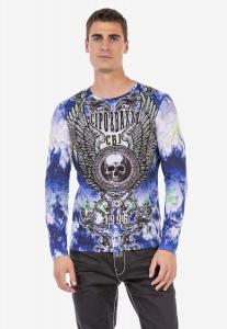 Рубашка с длинными рукавами и модными принтами CIPO & BAXX, синий