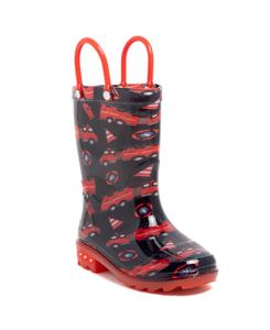 Детские резиновые сапоги Sven с принтом и подсветкой для мальчиков 5T-10T London Fog, Black/Black/Red