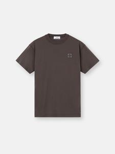 Футболка облегающего кроя с короткими рукавами и нашивкой Компас Stone Island 2100029 ORGANIC COTTON JERSEY 'FISSATO' EFFECT, угольно-серый