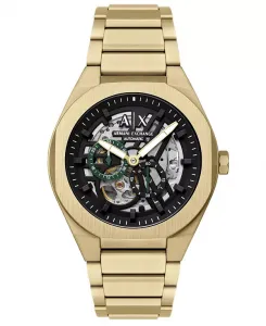 Мужские часы Armani Exchange Sync с автоматическим механизмом из нержавеющей стали золотистого оттенка, 44 мм A|X Armani Exchange, gold