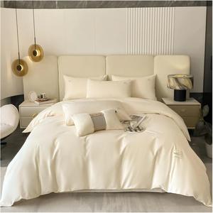 ADovz Комплект постельного белья хлопковый однотонный Extra King Beige