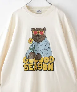 Футболка с длинными рукавами с пигментным принтом в виде медведя Coen, цвет Natural