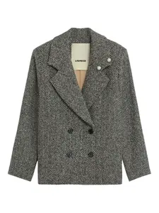 Двубортный пиджак с ёлочным узором A Paper Kid, серый