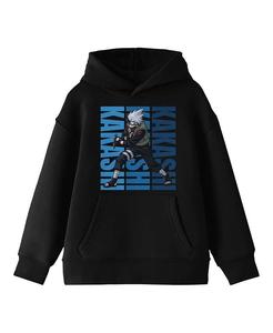 Толстовка с капюшоном и длинными рукавами Kakashi Action Pose для мальчиков, черная, размер XL Naruto, черный