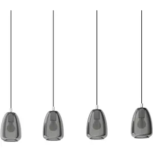 Подвесной светильник ALOBRASE E27 1 шт. Подвесной светильник из металла и затемненного стекла, цоколь E27, 108 см Eglo, Chromfarben/grau