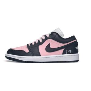 Jordan Кроссовки Air 1 Fantasy Pink Cool Kitty Low Top для скейтбординга унисекс, черно-розовые