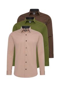 Рубашка (3 шт) с длинными рукавами, приталенного кроя RUSTY NEAL, бежевый