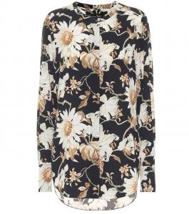 Цветочная блузка Oscar de la Renta, темно-синий