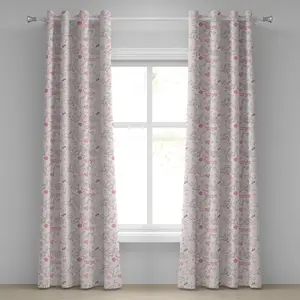 Штора на люверсах ABAKUHAUS Love, нарисованная вручную, с романтическим дизайном: птица, эрос, цветок, стрекоза, целующийся кот, декоративные двухпанельные шторы, 280 см x 245 см, бледно-коралловый, розово-коричневый цвет