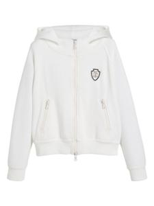 Brunello Cucinelli Kids худи на молнии с нашивкой-логотипом, белый