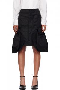 Нейлоновая твидовая юбка миди Sacai, черный