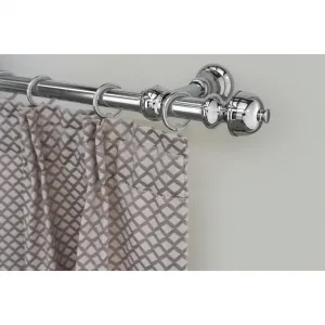 Карниз ANDREA Ø 20 мм, однорядный, на заказ, длина по желанию, комплект для штор, удлиняемый, маленький наконечник, с кольцами Garesa, Chromfarben