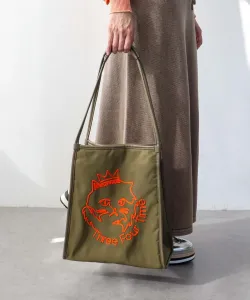 Нейлоновая сумка-шоппер с вышивкой Three Four Time/Three Four Time, цвет Khaki