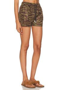 Шорты с принтом зебры The Attico, Dark Green & Dark Brown