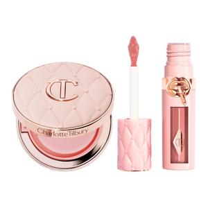 CT Dreamy Bedside Chat Air Cushion Помада для губ Набор косметики Легко растушевывается Долго держится Осветляет тон кожи Увлажняет Charlotte Tilbury, two-piece set: air cushion #1n 12g+pink light lip gloss 5.5ml