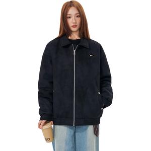 Пуховик женский с лацканом на флисовой подкладке Others WARRIOR, черный (diy badge)