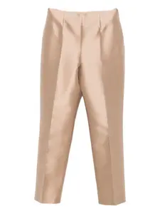 Брюки с атласной отделкой Alberta Ferretti, нейтральный