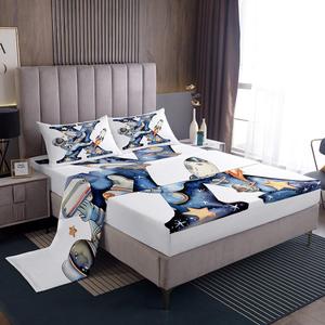 Erosebridal Комплект постельного белья X Astronaut Alphabet Planet Monogrammed Outer Space Galaxy, Blue White X