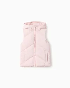 Стеганый жилет для девочки с капюшоном Zippy, светло-розовый