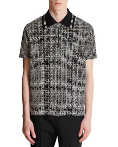 Поло с монограммой и застежкой-молнией Balmain, мультиколор