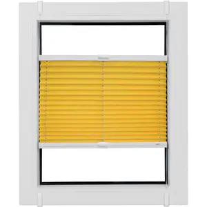 Жалюзи плиссе Sunlines «Молодой стиль энергосбережения», затемняющие, энергосберегающие, без сверления, с перекосами, на заказ, с энергосберегающим эффектом, скреплены зажимными скобами Simply-Fix, цвет mais/weiß + weiß