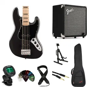 Squier Affinity Series Active Jazz Bass V с комплектом Amp Essentials - черный