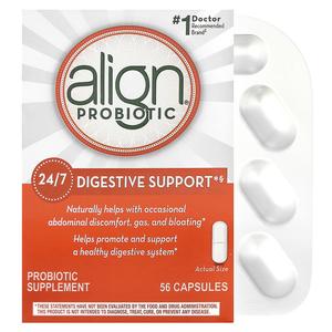 Align Probiotics, Поддержка пищеварения 24/7, добавка с пробиотиками, 4 мг, 56 капсул