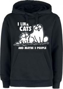 Толстовка с капюшоном Simon's Cat I Like Cats And Maybe 3 People, черный