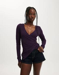 Лонгслив с длинными рукавами и отделкой Cotton On Trim в бордовом цвете