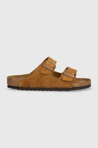 Замшевые шлепанцы Arizona Birkenstock, коричневый