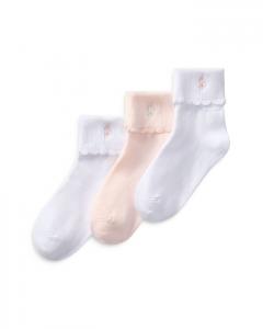 Детские носки с фигурным краем и отворотом, набор из 3 пар — для малышей Ralph Lauren, белый