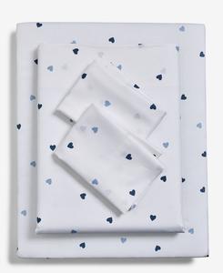 Комплект постельного белья из хлопкового сатина с принтом, 4 предмета, размер Queen Arch Studio, Blue Hearts