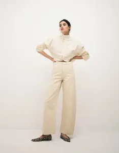 Джинсы-бочонки из 100% хлопка Mango Blues сливочно-желтого цвета