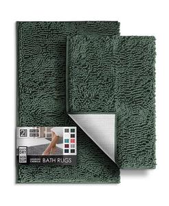 Набор из 2 ультрамягких нескользящих ковриков для ванной из синели — быстросохнущий, можно стирать в машине — 17 x 24 дюйма и 20 x 32 дюйма Hearth & Harbor, зеленый