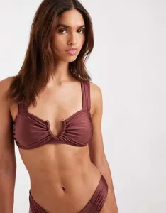Бордовый бикини-топ Vero Moda с U-образной окантовкой и сборками