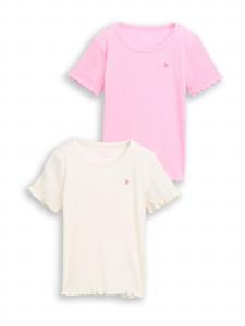 TOM TAILOR Футболка в светло-розовом и натуральном белом