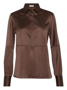 Brunello Cucinelli шелковая рубашка, коричневый