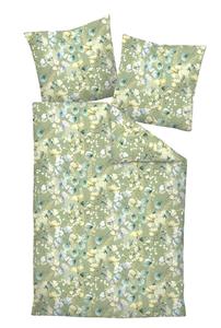 Janine Постельное белье из атласа, 155x220 см, зеленый с цветочным узором