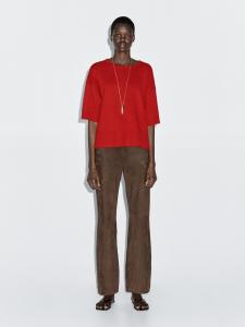 Свитер с круглым вырезом из смесовой шерсти Massimo Dutti, красный