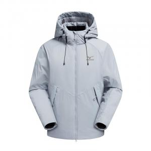 Пуховая куртка унисекс с капюшоном, утепленная, в стиле карго Mizuno, moon mist серый